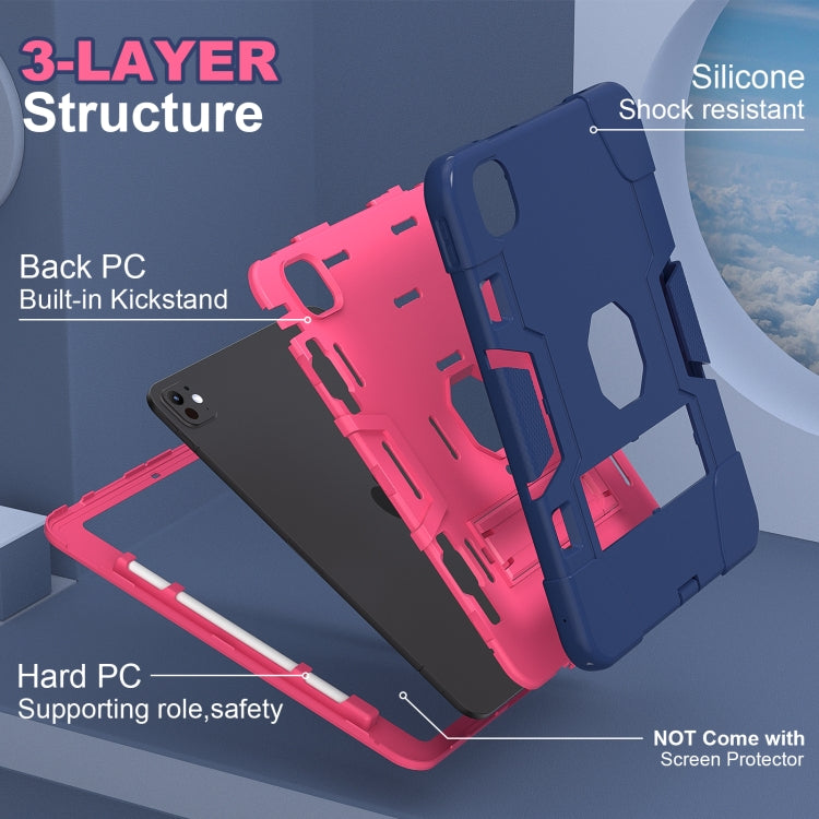 For iPad Pro 11 2025 / 2024 Contrast Color Silicone Acrylic PC Tablet Case with Holder
