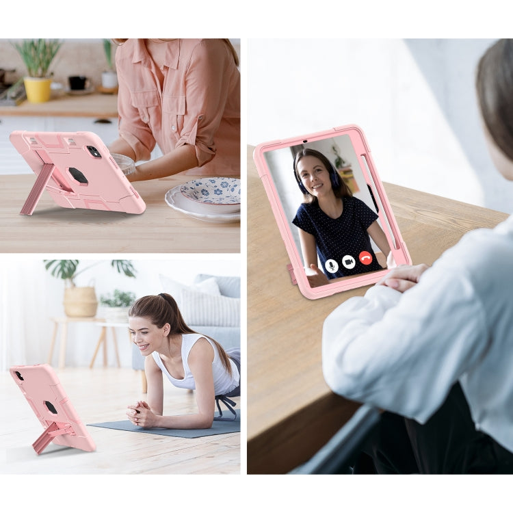 For iPad Pro 11 2025 / 2024 Contrast Color Silicone Acrylic PC Tablet Case with Holder