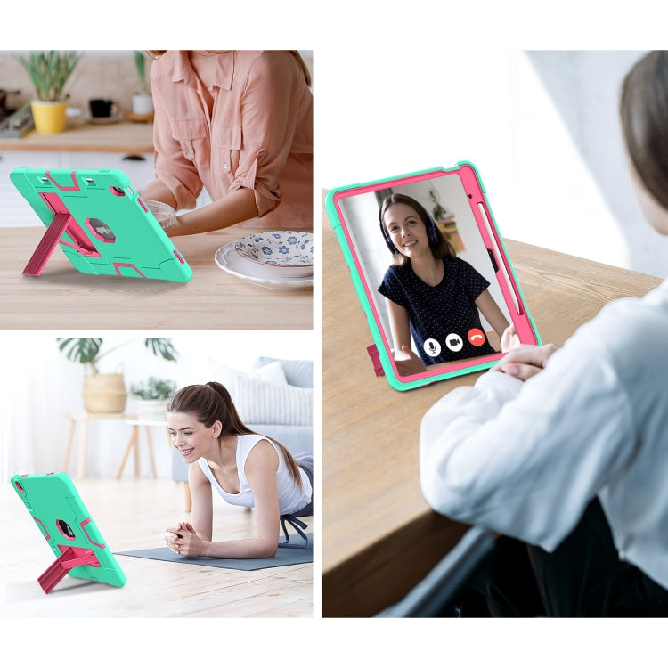 For iPad Air 13 2026 / 2025 / 2024 Contrast Color Silicone Acrylic PC Tablet Case with Holder