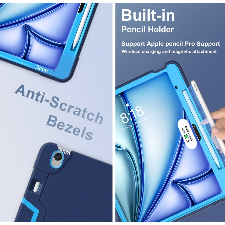 For iPad Air 13 2026 / 2025 / 2024 Contrast Color Silicone Acrylic PC Tablet Case with Holder