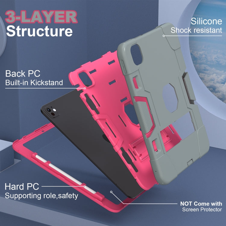 For iPad Pro 13 2025 / 2024 Contrast Color Silicone Acrylic PC Tablet Case with Holder