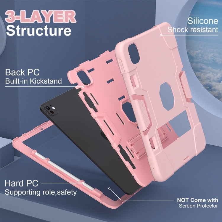 For iPad Pro 13 2025 / 2024 Contrast Color Silicone Acrylic PC Tablet Case with Holder