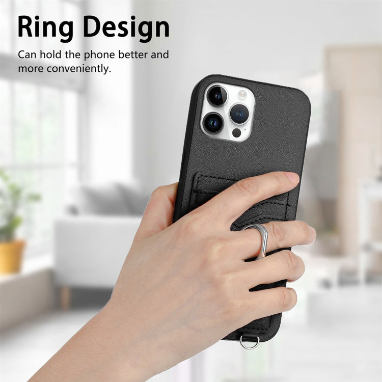 For iPhone 12 Pro Max R20 Crossbody Rope Ring Card Holder Phone Case