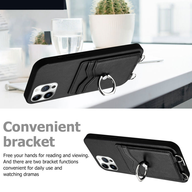 For iPhone 12 Pro Max R20 Crossbody Rope Ring Card Holder Phone Case