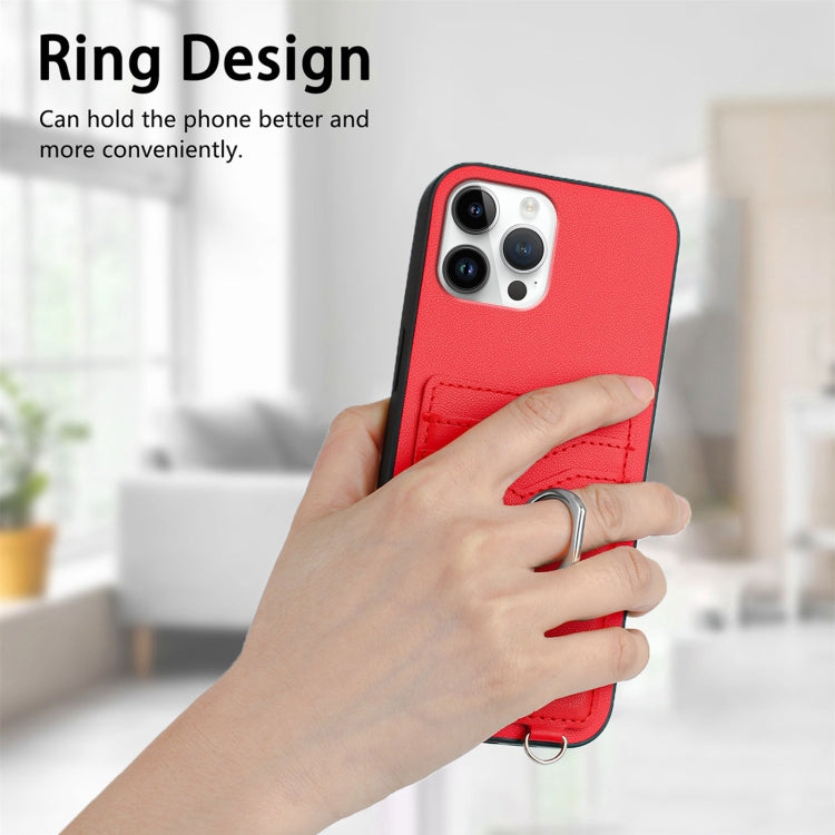 For iPhone 12 Pro Max R20 Crossbody Rope Ring Card Holder Phone Case