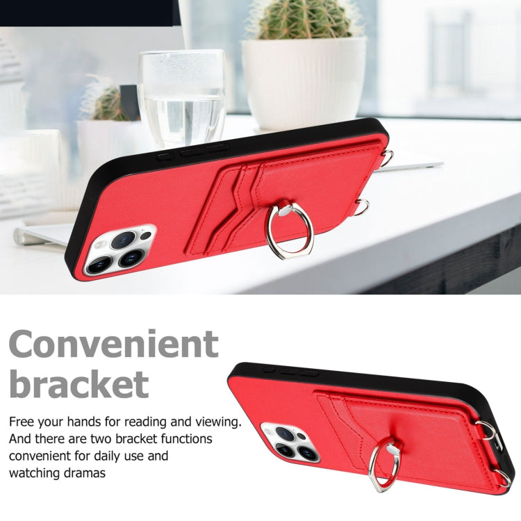 For iPhone 12 Pro Max R20 Crossbody Rope Ring Card Holder Phone Case