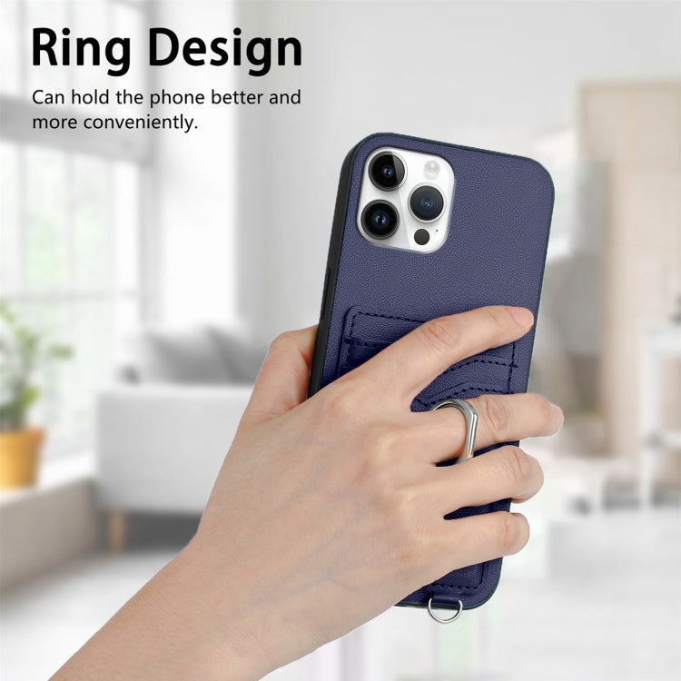 For iPhone 12 Pro Max R20 Crossbody Rope Ring Card Holder Phone Case