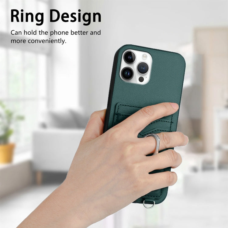 For iPhone 12 Pro Max R20 Crossbody Rope Ring Card Holder Phone Case