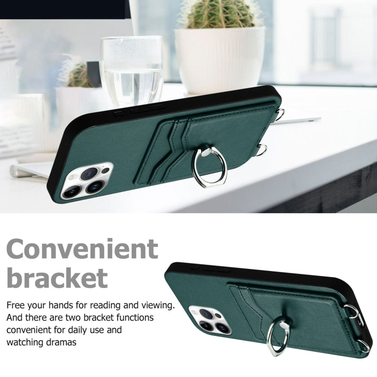For iPhone 12 Pro Max R20 Crossbody Rope Ring Card Holder Phone Case