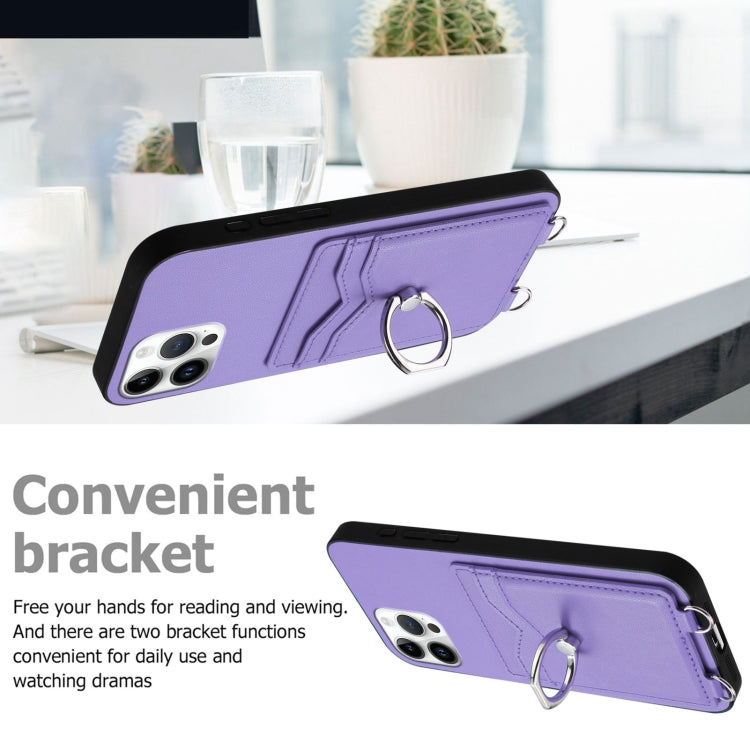 For iPhone 12 Pro Max R20 Crossbody Rope Ring Card Holder Phone Case