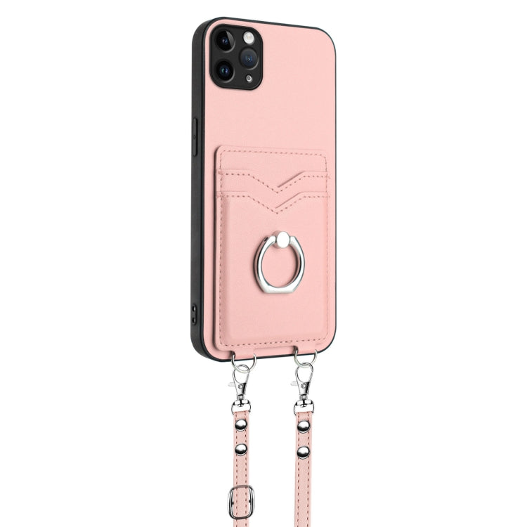 For iPhone 11 Pro Max R20 Crossbody Rope Ring Card Holder Phone Case