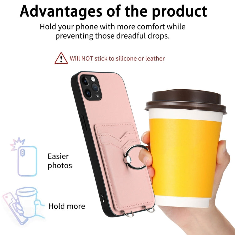 For iPhone 11 Pro Max R20 Crossbody Rope Ring Card Holder Phone Case