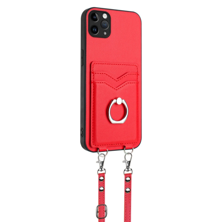 For iPhone 11 Pro Max R20 Crossbody Rope Ring Card Holder Phone Case