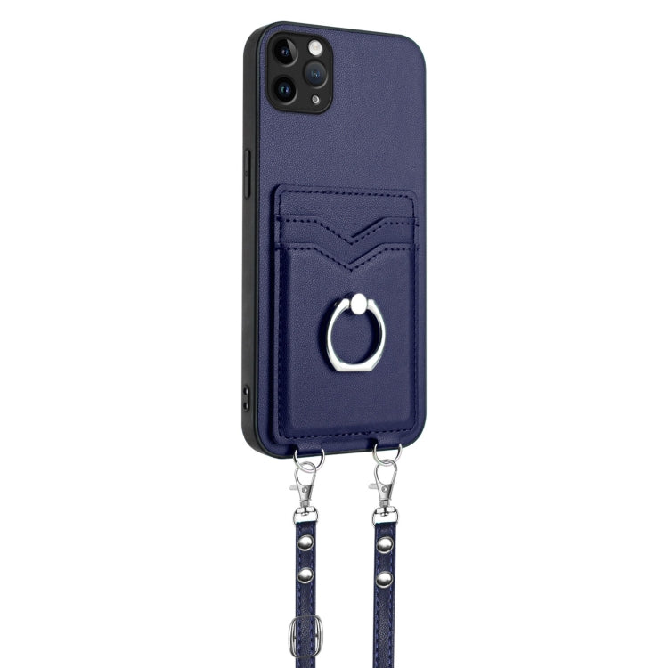 For iPhone 11 Pro Max R20 Crossbody Rope Ring Card Holder Phone Case