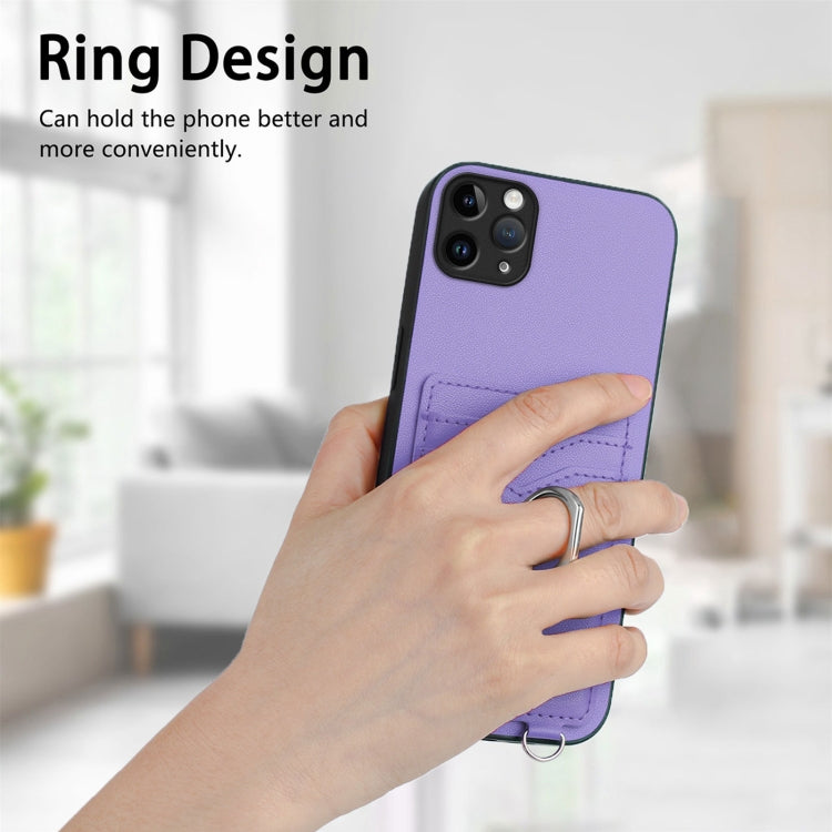 For iPhone 11 Pro Max R20 Crossbody Rope Ring Card Holder Phone Case