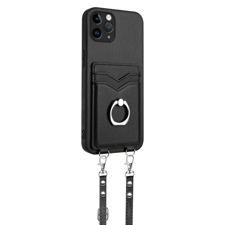 For iPhone 11 Pro R20 Crossbody Rope Ring Card Holder Phone Case