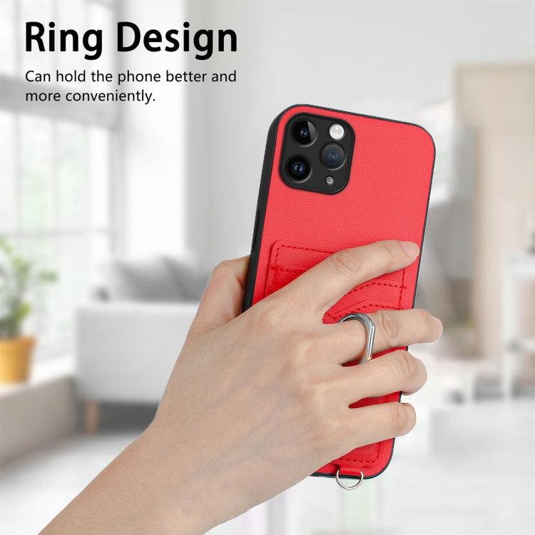 For iPhone 11 Pro R20 Crossbody Rope Ring Card Holder Phone Case