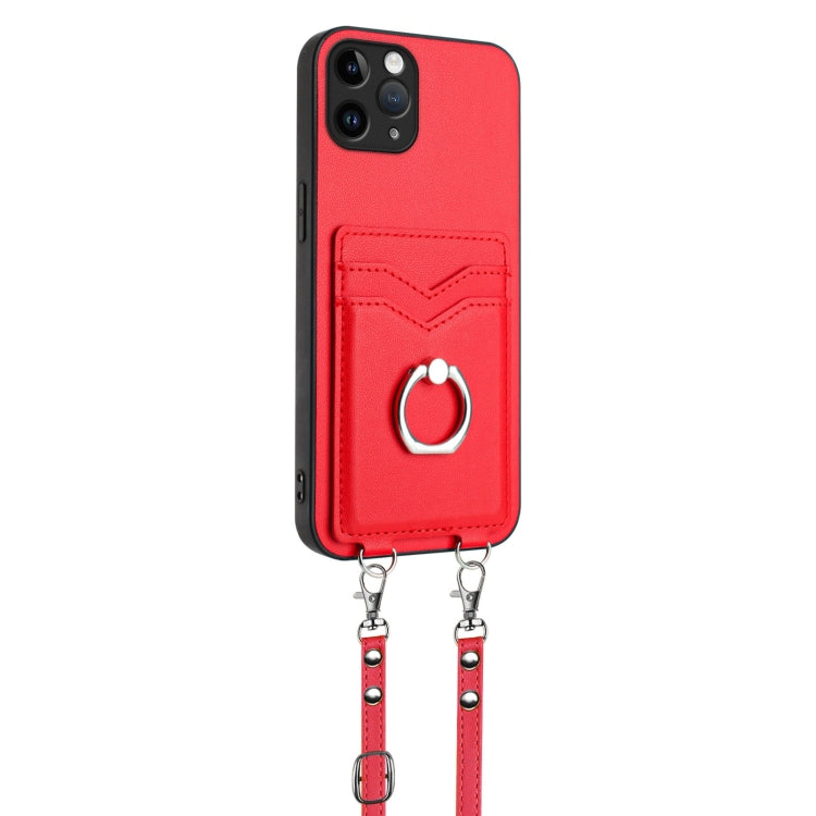 For iPhone 11 Pro R20 Crossbody Rope Ring Card Holder Phone Case