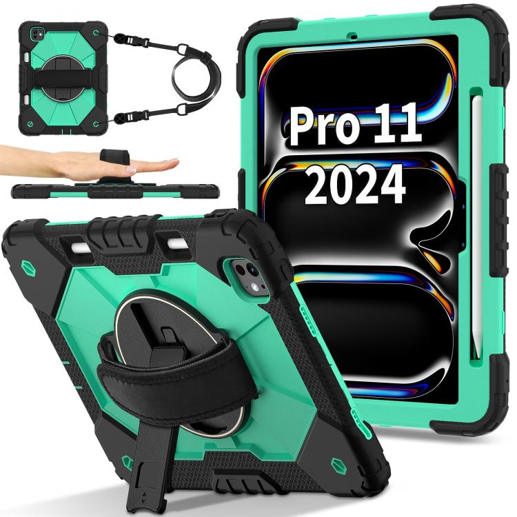 For iPad Pro 11 2025 / 2024 Contrast Color Robot Silicone Hybrid PC Tablet Case