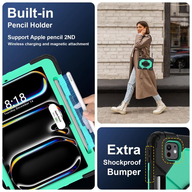 For iPad Pro 11 2025 / 2024 Contrast Color Robot Silicone Hybrid PC Tablet Case