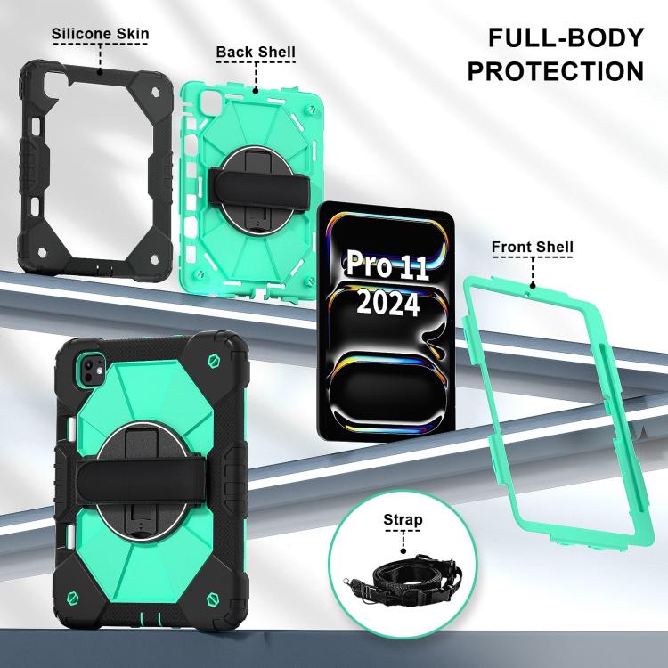 For iPad Pro 11 2025 / 2024 Contrast Color Robot Silicone Hybrid PC Tablet Case
