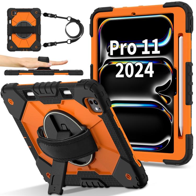 For iPad Pro 11 2025 / 2024 Contrast Color Robot Silicone Hybrid PC Tablet Case