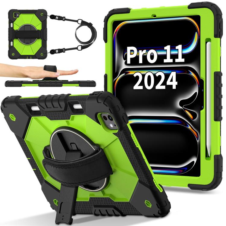 For iPad Pro 11 2025 / 2024 Contrast Color Robot Silicone Hybrid PC Tablet Case