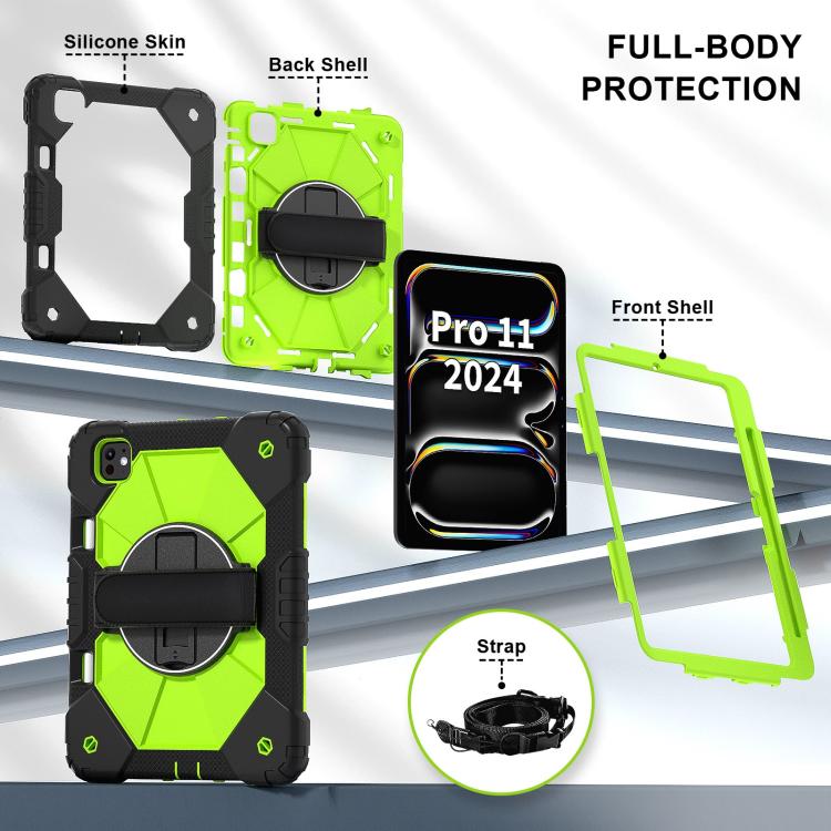 For iPad Pro 11 2025 / 2024 Contrast Color Robot Silicone Hybrid PC Tablet Case