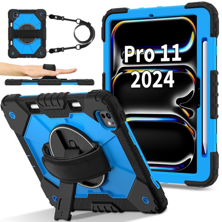For iPad Pro 11 2025 / 2024 Contrast Color Robot Silicone Hybrid PC Tablet Case