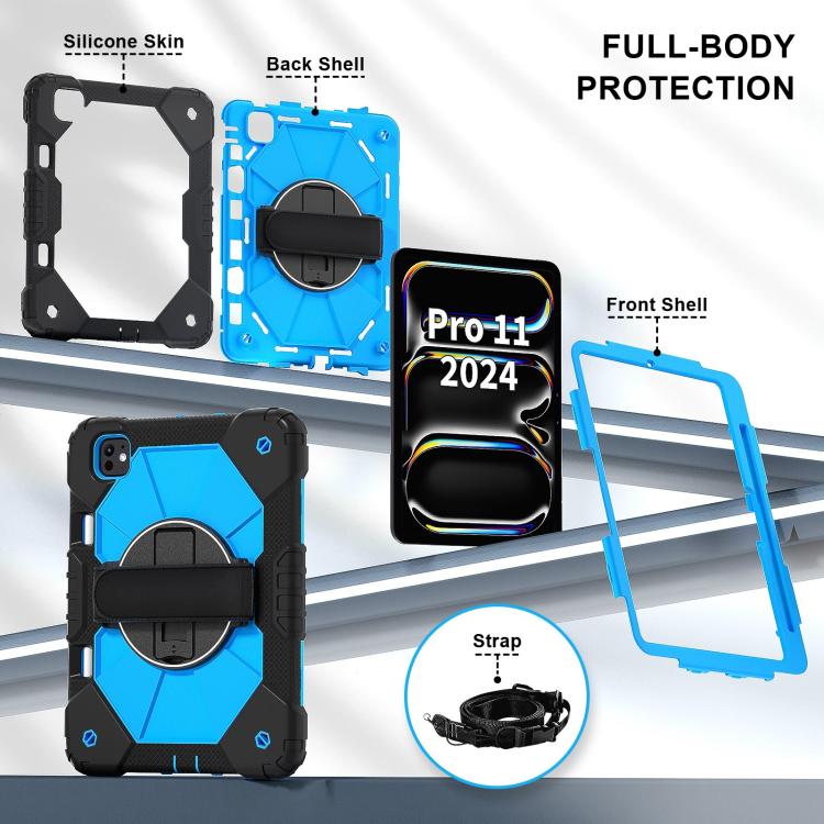 For iPad Pro 11 2025 / 2024 Contrast Color Robot Silicone Hybrid PC Tablet Case