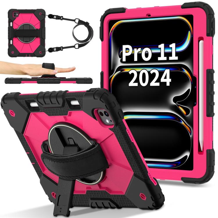 For iPad Pro 11 2025 / 2024 Contrast Color Robot Silicone Hybrid PC Tablet Case