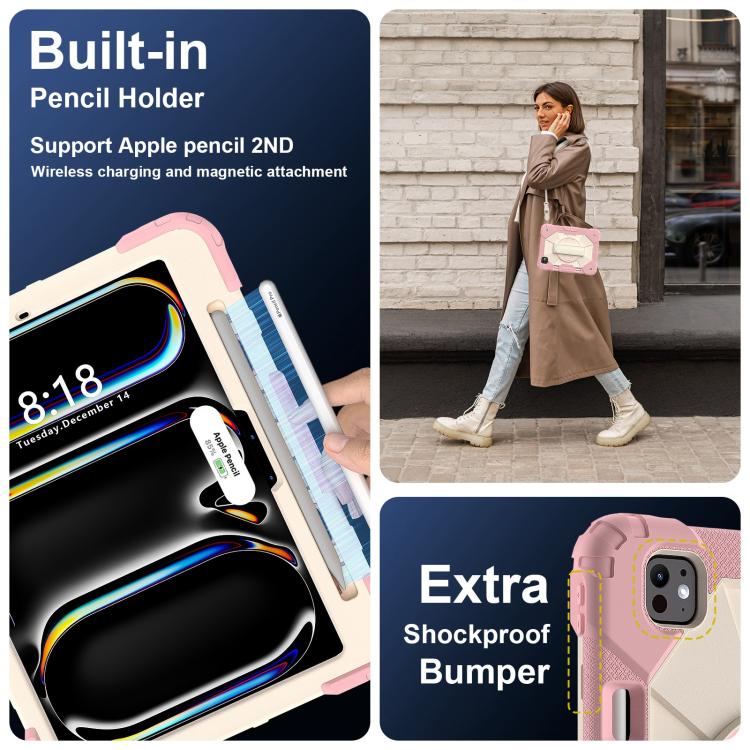 For iPad Pro 11 2025 / 2024 Contrast Color Robot Silicone Hybrid PC Tablet Case