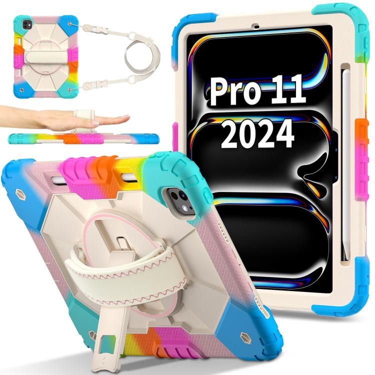 For iPad Pro 11 2025 / 2024 Contrast Color Robot Silicone Hybrid PC Tablet Case