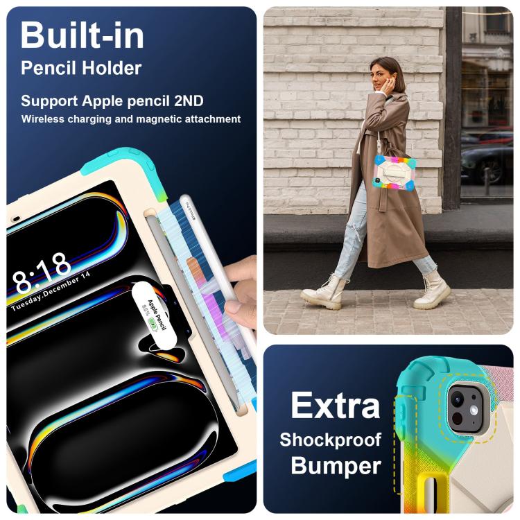 For iPad Pro 11 2025 / 2024 Contrast Color Robot Silicone Hybrid PC Tablet Case
