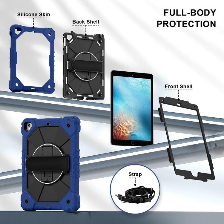 For iPad Pro 9.7 / 9.7 2018 / 2017 Contrast Color Robot Silicone Hybrid PC Tablet Case