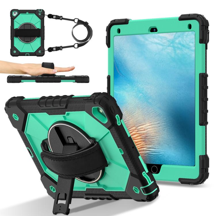 For iPad Pro 9.7 / 9.7 2018 / 2017 Contrast Color Robot Silicone Hybrid PC Tablet Case