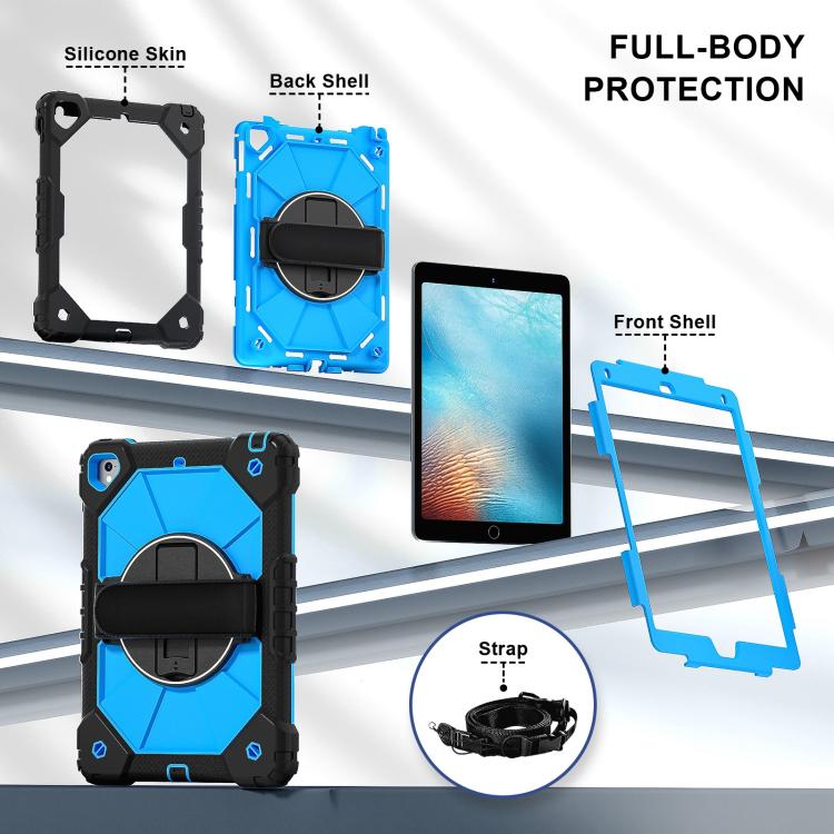 For iPad Pro 9.7 / 9.7 2018 / 2017 Contrast Color Robot Silicone Hybrid PC Tablet Case