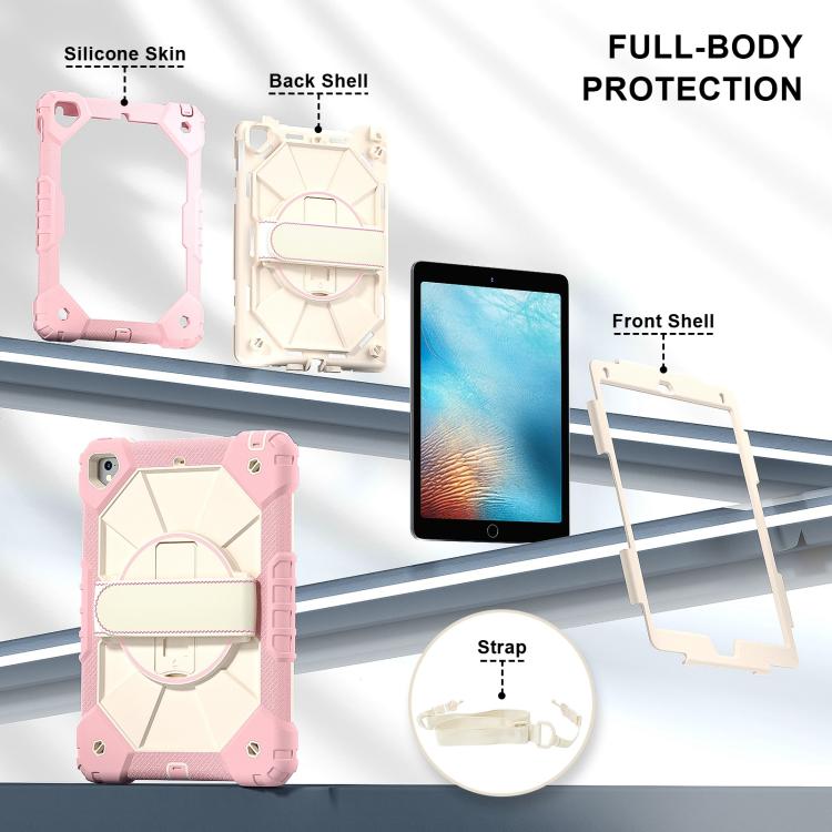 For iPad Pro 9.7 / 9.7 2018 / 2017 Contrast Color Robot Silicone Hybrid PC Tablet Case