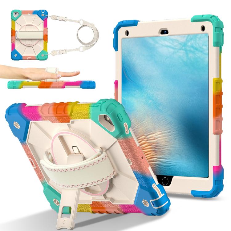 For iPad Pro 9.7 / 9.7 2018 / 2017 Contrast Color Robot Silicone Hybrid PC Tablet Case