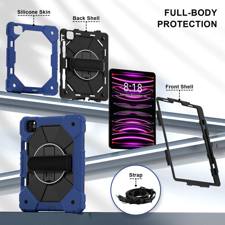 For iPad Air 5 / 4 / Pro 11 Contrast Color Robot Silicone Hybrid PC Tablet Case