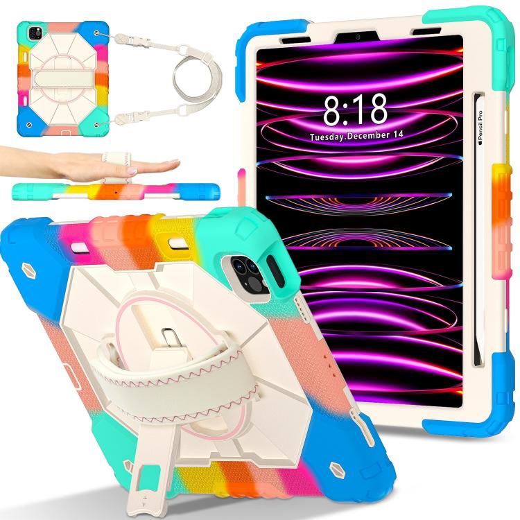 For iPad Air 5 / 4 / Pro 11 Contrast Color Robot Silicone Hybrid PC Tablet Case