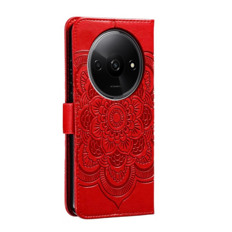 For Xiaomi Redmi A3 Sun Mandala Embossing Pattern Phone Leather Case