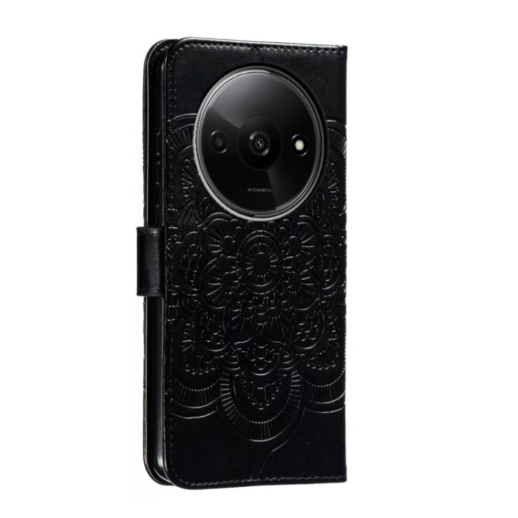 For Xiaomi Redmi A3 Sun Mandala Embossing Pattern Phone Leather Case
