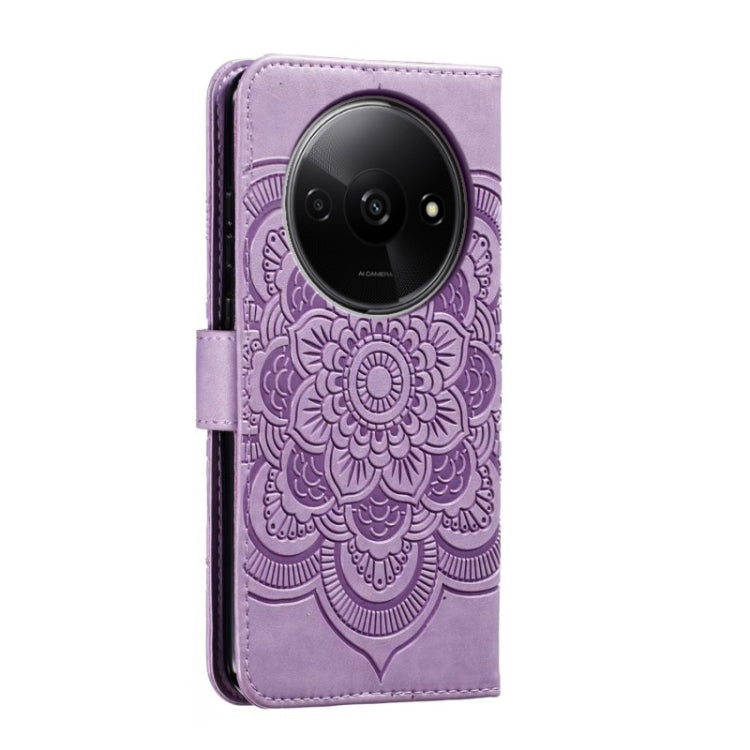 For Xiaomi Redmi A3 Sun Mandala Embossing Pattern Phone Leather Case