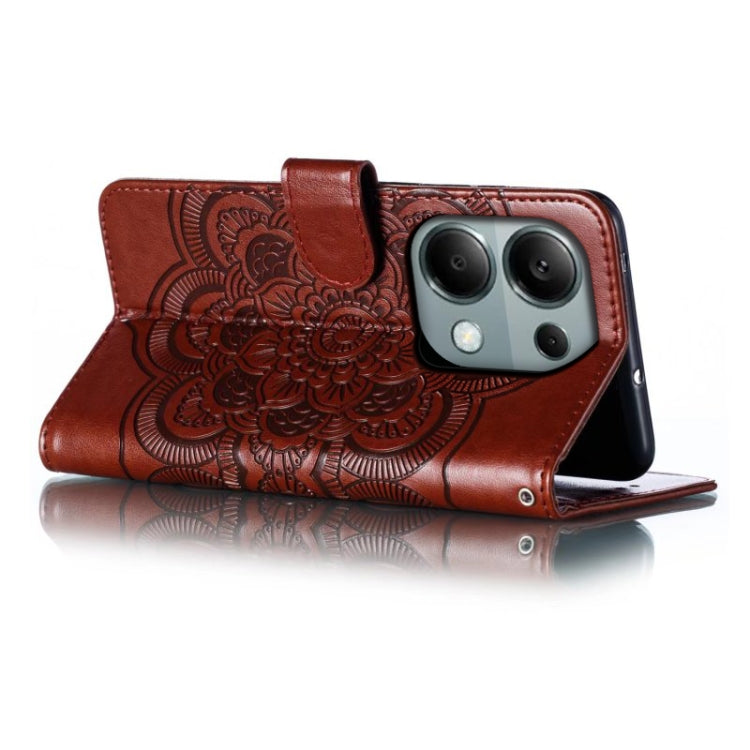 For Xiaomi Redmi Note 13 Pro 4G Sun Mandala Embossing Pattern Phone Leather Case