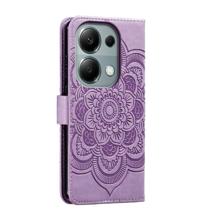 For Xiaomi Redmi Note 13 Pro 4G Sun Mandala Embossing Pattern Phone Leather Case