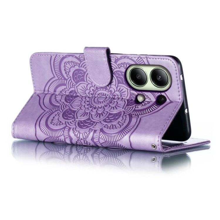For Xiaomi Redmi Note 13 4G Sun Mandala Embossing Pattern Phone Leather Case