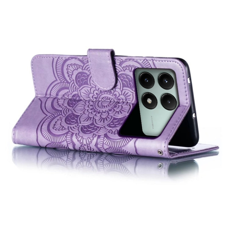 For Xiaomi Redmi K70E Sun Mandala Embossing Pattern Phone Leather Case