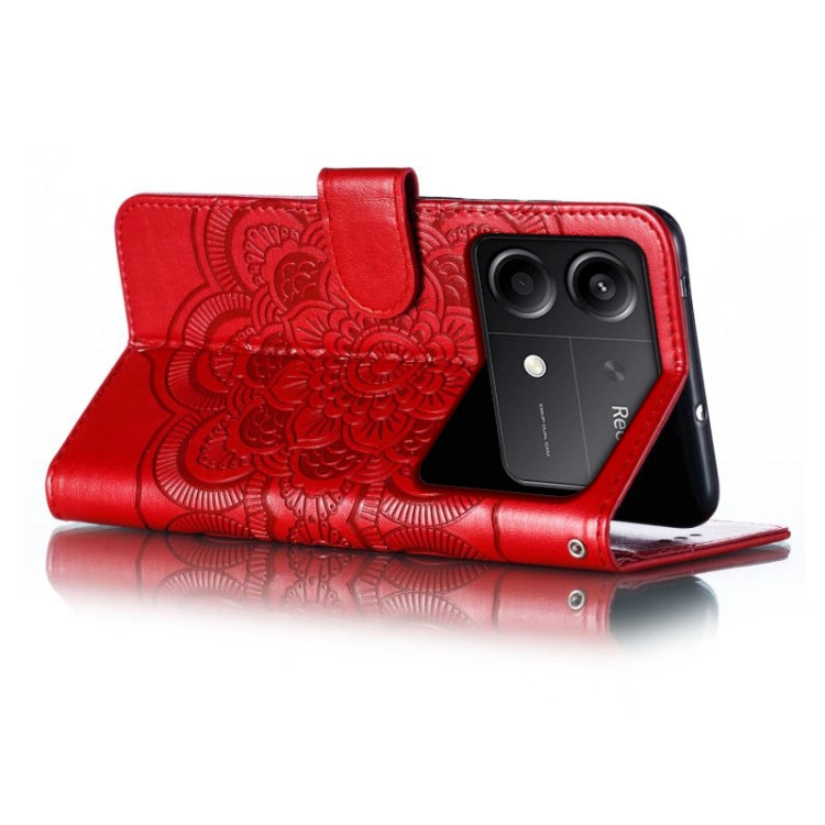 For Xiaomi Redmi Note 13R Pro Sun Mandala Embossing Pattern Phone Leather Case