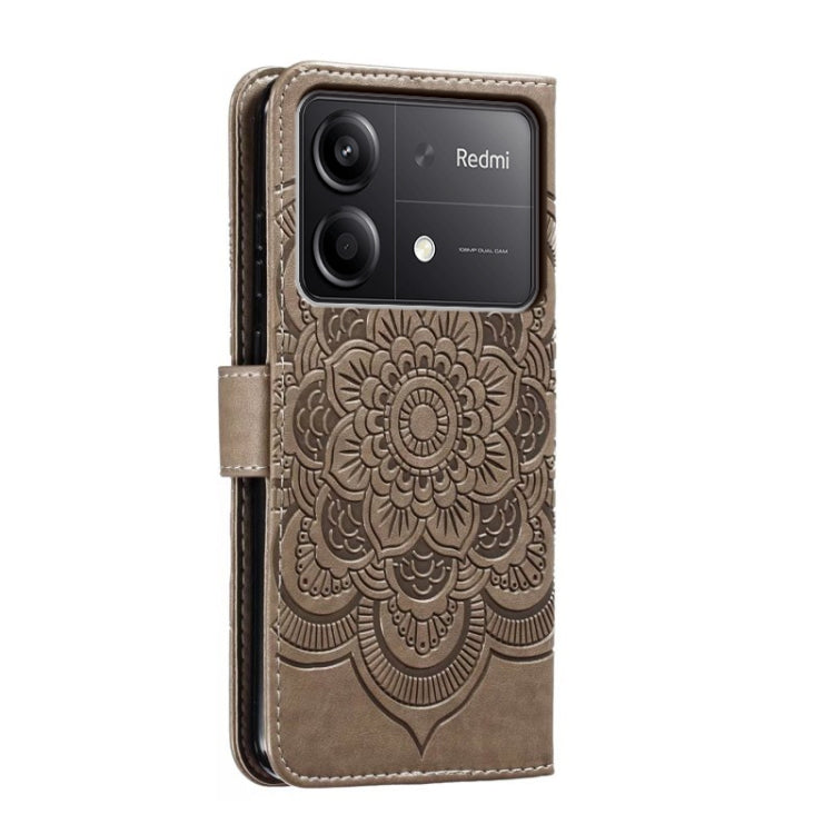 For Xiaomi Redmi Note 13R Pro Sun Mandala Embossing Pattern Phone Leather Case